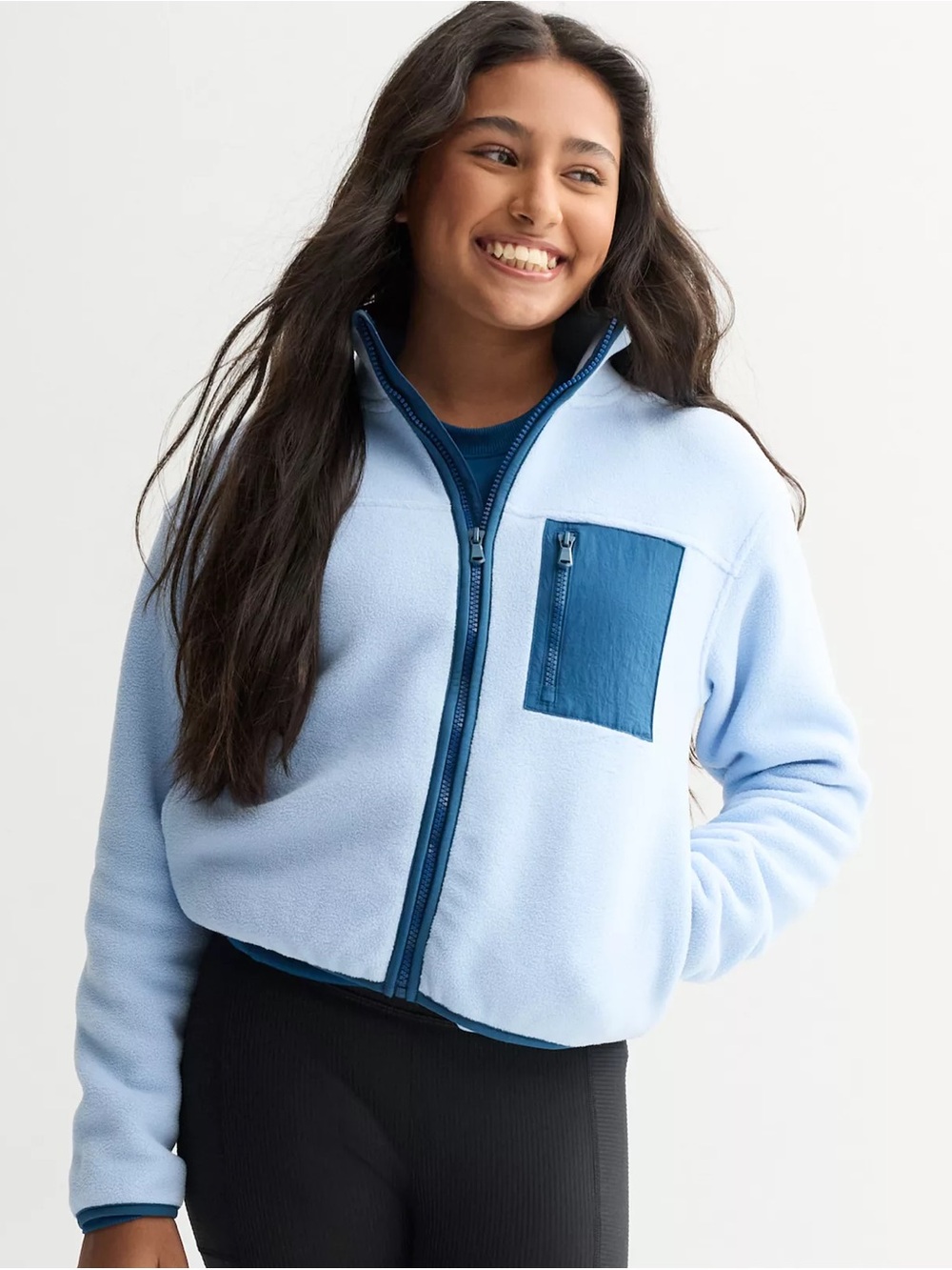 Tek Gear - Light Blue MicroFleece Zip Jacket with Deep Teal Pocket - M(8)